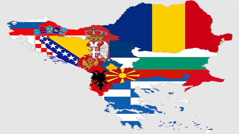 نقشه بالکان با پرچم کشورها