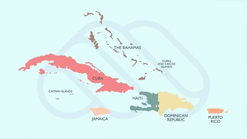 نقشه جزایر کارائیب