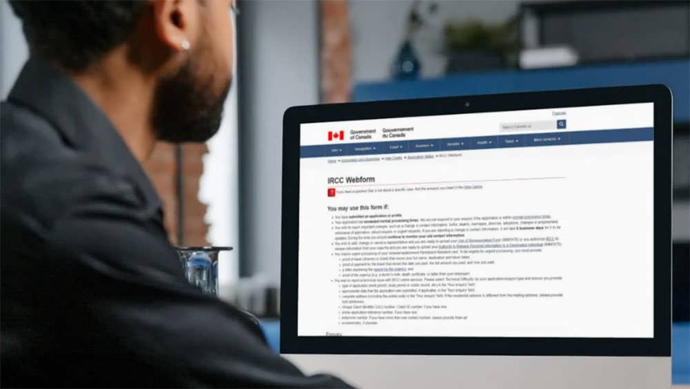 صفحه وب فرم اداره مهاجرت کانادا