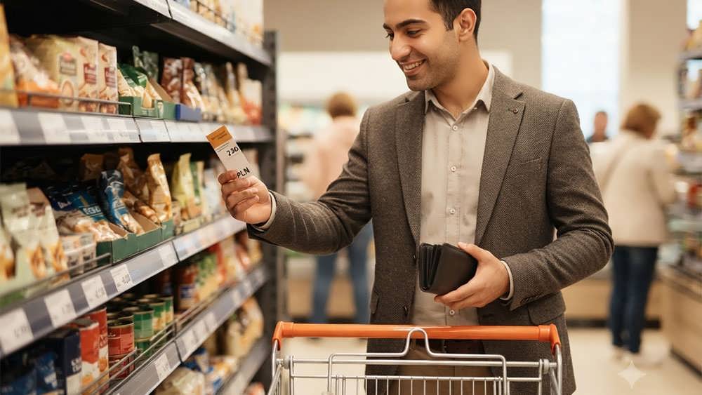 یک متخصص ایرانی در حال لذت بردن از خریدی مقرون به صرفه در لهستان