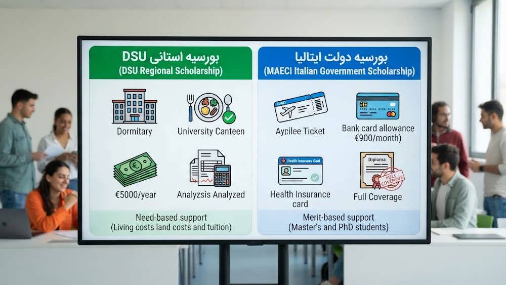 جزئیات و پوشش مالی بورسیه های DSU و MAECI ایتالیا