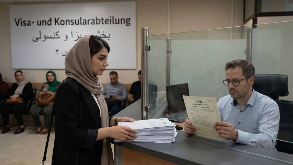 مرحله حساس مصاحبه، انگشت نگاری و تحویل مدارک به سفارت آلمان در تهران