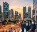 نمای شهری مدرن مانیل (ماکاتی و BGC) هنگام غروب