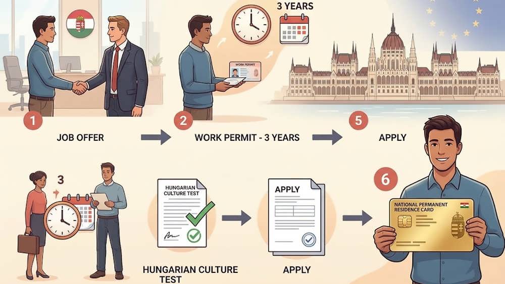 نقشه راه تبدیل ویزای کاری مجارستان به کارت اقامت دائم ملی