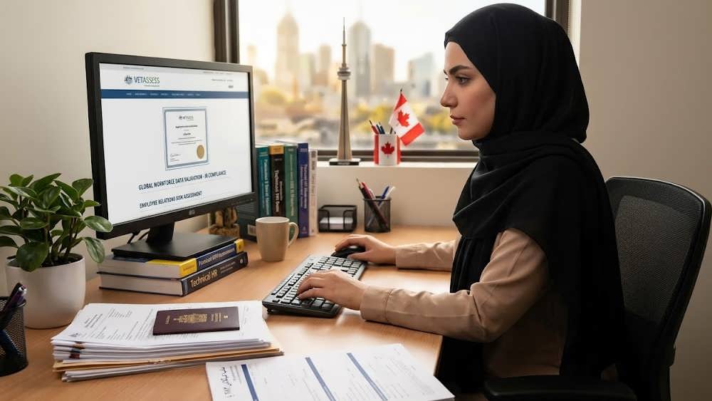 مدیر HR ایرانی در حال آماده سازی سوابق وت اسس (VETASSESS) برای مهاجرت مهارتی به استرالیا