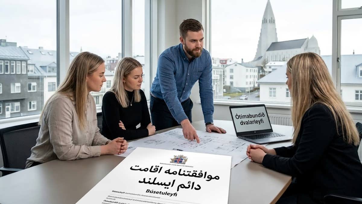 متخصص ایرانی در حال کار در رِیکیاویک ایسلند با موافقت نامه اقامت دائم نمادین روی میز