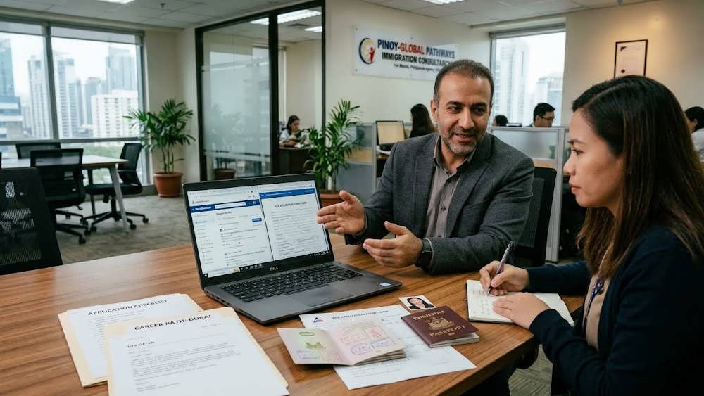 عکس مشاوره مهاجرت کاری و بررسی مدارک ویزای کار فیلیپین در دفتر موسسه کاریابی بین المللی